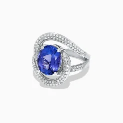 Rings|Effy Jewelry Nahla Siri 14K White Gold Tanzanite and Diamond Double Loop Ring, 4.31 TCW