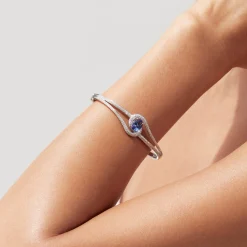 Bracelets|BH Multi Nahla Siri 14K White Gold Tanzanite and Diamond Bangle, 2.61 TCW