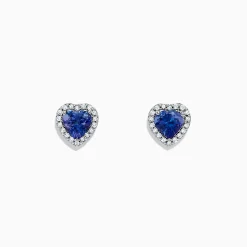 Earrings|Effy Jewelry Nahla Siri 14K White Gold Tanzanite and Diamond Heart Earrings, 1.51 TCW