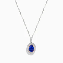 Necklaces & Pendants|Effy Jewelry Nahla Siri 14K White u0026 Rose Gold Tanzanite and Diamond Pendant