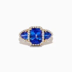 Rings|Effy Jewelry Nahla Siri 14K Yellow Gold Tanzanite and Diamond 3 Stone Ring