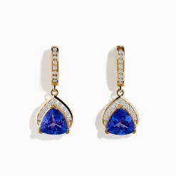 Earrings|Effy Jewelry Nahla Siri 14K Yellow Gold Trillion Tanzanite and Diamond Earrings