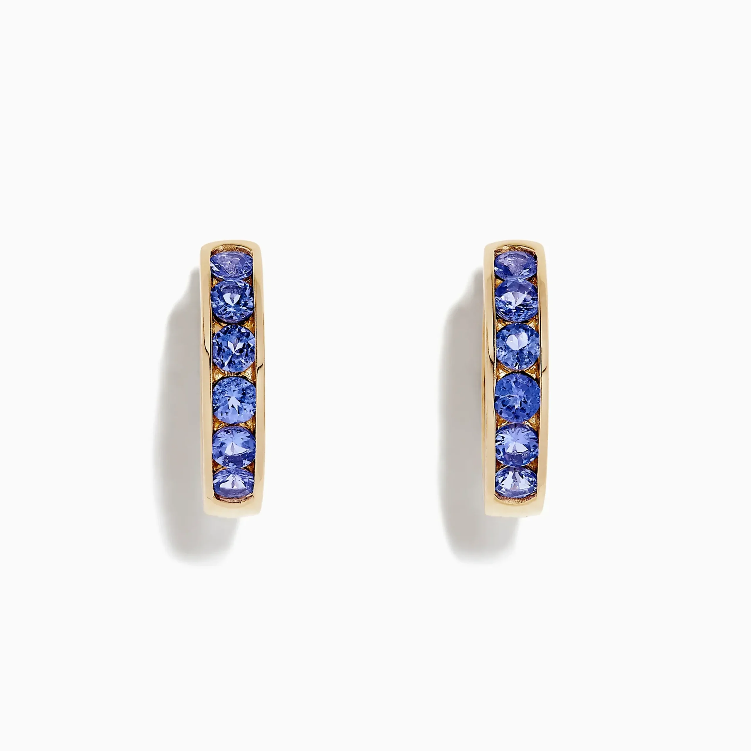 Earrings|BH Multi Nahla Siri 14K Yellow Gold Tanzanite Hoop Earrings, 1.37 TCW