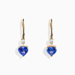 Earrings|Effy Jewelry Nahla Siri 14K Yellow Gold Tanzanite and Diamond Leverback Earrings