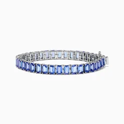 Bracelets|Effy Jewelry Nahla Siri Sterling Silver Emerald Cut Tanzanite Tennis Bracelet
