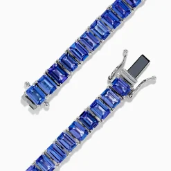 Bracelets|Effy Jewelry Nahla Siri Sterling Silver Emerald Cut Tanzanite Tennis Bracelet