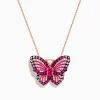 Necklaces & Pendants|Effy Jewelry Nature 14K Rose Gold Pink Sapphire Ruby and Diamond Butterfly Pendant