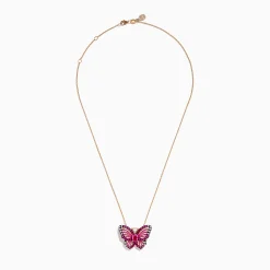 Necklaces & Pendants|Effy Jewelry Nature 14K Rose Gold Pink Sapphire Ruby and Diamond Butterfly Pendant