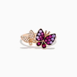 Rings|Effy Jewelry Nature 14K Rose Gold Pink Sapphire and Diamond Butterfly Ring