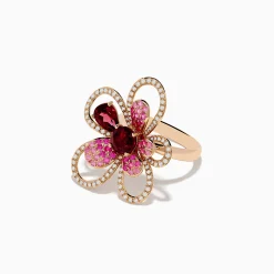 Rings|Effy Jewelry Nature 14K Rose Gold Pink Sapphire Rhodolite and Diamond Ring