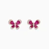 Earrings|BH Multi Nature 14K Rose Gold Ruby and Diamond Butterfly Earrings, 2.44 TCW