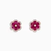 Earrings|BH Multi Nature 14K Rose Gold Ruby Flower Stud Earrings, 2.28 TCW