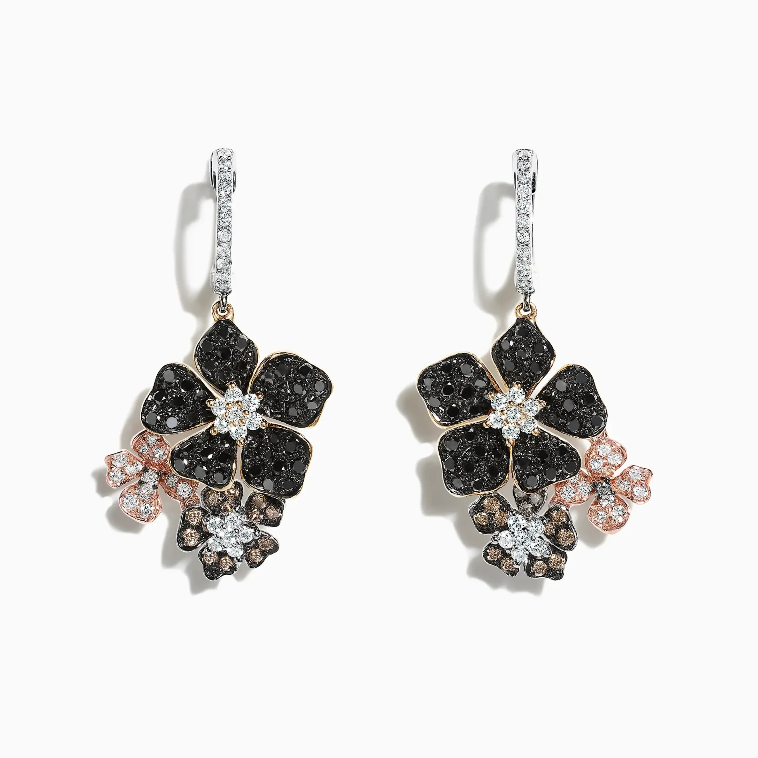 Earrings|Effy Jewelry Nature 14K Tri Color Gold Diamond Flower Earrings, 2.04 TCW