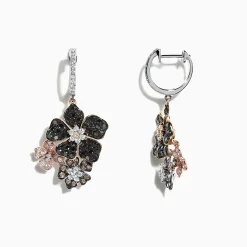 Earrings|Effy Jewelry Nature 14K Tri Color Gold Diamond Flower Earrings, 2.04 TCW