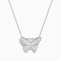 Necklaces & Pendants|Effy Jewelry Nature 14K White Gold Diamond and Enamel Butterfly Pendant
