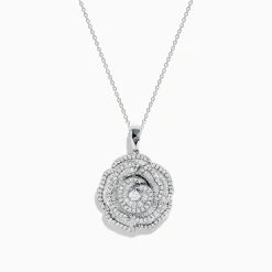 Necklaces & Pendants|Effy Jewelry Nature 14K White Gold Diamond Flower Pendant
