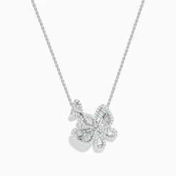 Necklaces & Pendants|Effy Jewelry Nature 14K White Gold Diamond Flower Necklace