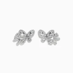 Earrings|Effy Jewelry Nature 14K White Gold Diamond Butterfly Earrings