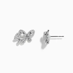 Earrings|Effy Jewelry Nature 14K White Gold Diamond Butterfly Earrings