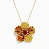 Necklaces & Pendants|Effy Jewelry Nature 14K Yellow Gold Citrine Yellow Sapphire and Diamond Flower Pendant