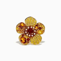 Rings|Effy Jewelry Nature 14K Yellow Gold Citrine, Yellow Sapphire and Diamond Flower Ring