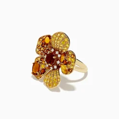 Rings|Effy Jewelry Nature 14K Yellow Gold Citrine, Yellow Sapphire and Diamond Flower Ring