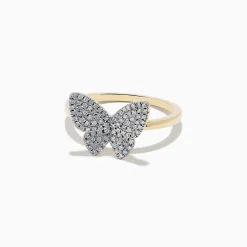 Rings|Effy Jewelry Nature 14K Yellow Gold Diamond Butterfly Ring