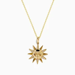 Necklaces & Pendants|Effy Jewelry Nature 14K Yellow Gold Diamond Sun Pendant