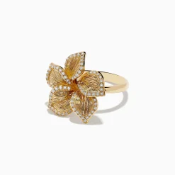 Rings|Effy Jewelry Nature 14K Yellow Gold Diamond Flower Ring 0.31 TCW