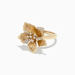 Rings|Effy Jewelry Nature 14K Yellow Gold Diamond Flower Ring, 0.23 TCW