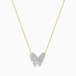 Necklaces & Pendants|Effy Jewelry Nature 14K Yellow Gold Diamond Butterfly Necklace