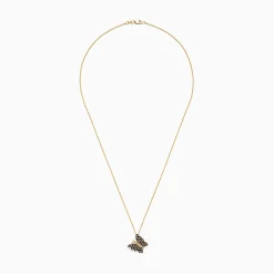 Necklaces & Pendants|Effy Jewelry Nature 14K Yellow Gold Espresso Brown and White Diamond Butterfly Pendant