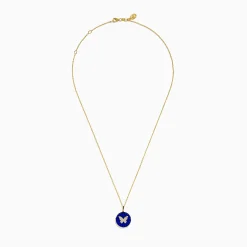 Necklaces & Pendants|Effy Jewelry Nature 14K Yellow Gold Lapis and Diamond Butterfly Pendant