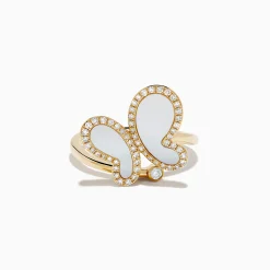 Rings|Effy Jewelry Nature 14K Yellow Gold Mother Of Pearl and Diamond Butterfly Ring