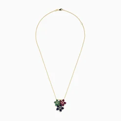 Necklaces & Pendants|Effy Jewelry Nature 14K Yellow Gold Ruby, Sapphire, Emerald and Diamond Flower Pendant