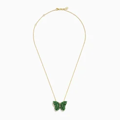 Necklaces & Pendants|Effy Jewelry Nature 14K Yellow Gold Tsavorite and Diamond Butterfly Pendant