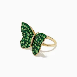 Rings|Effy Jewelry Nature 14K Yellow Gold Tsavorite and Diamond Butterfly Ring
