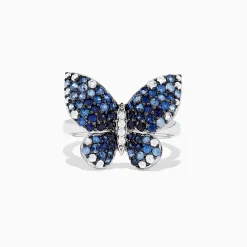 Rings|Effy Jewelry Nature Sterling Silver Blue Sapphire Splash Butterfly Ring, 1.70 TCW