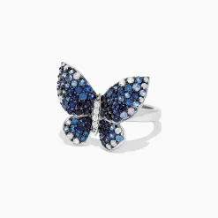 Rings|Effy Jewelry Nature Sterling Silver Blue Sapphire Splash Butterfly Ring, 1.70 TCW