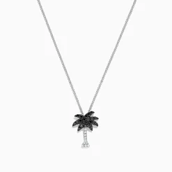 Necklaces & Pendants|Effy Jewelry Novelty 14K Gold Black and White Diamond Palm Tree Pendant, 0.27 TCW