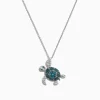 Necklaces & Pendants|Effy Jewelry Novelty 14K Gold Blue u0026 White Diamond Turtle Pendant, 0.70 TCW
