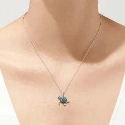 Necklaces & Pendants|Effy Jewelry Novelty 14K Gold Blue u0026 White Diamond Turtle Pendant, 0.70 TCW