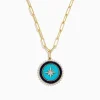Necklaces & Pendants|Effy Jewelry Novelty 14K Gold Sapphire, Turquoise u0026 Diamond Compass Paperclip chain necklace