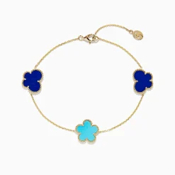 Bracelets|BH Multi Novelty 14K Gold Turquoise u0026 Lapis Floral Butterfly Bracelet