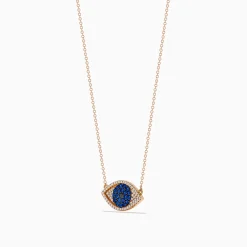 Necklaces & Pendants|Effy Jewelry Novelty 14K Rose Gold Blue Sapphire and Diamond Evil Eye Necklace
