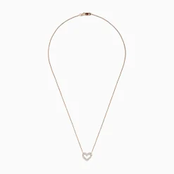 Necklaces & Pendants|Effy Jewelry Novelty 14K Rose Gold Diamond Heart Necklace