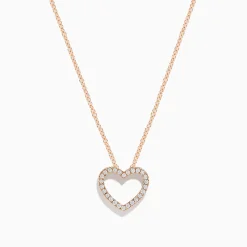 Necklaces & Pendants|Effy Jewelry Novelty 14K Rose Gold Diamond Heart Pendant