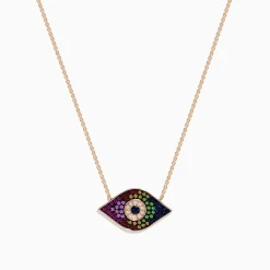 Necklaces & Pendants|Effy Jewelry Novelty 14K Rose Gold Multi Sapphire u0026 Diamond Evil Eye Necklace