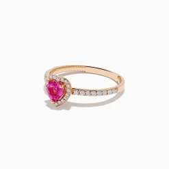 Rings|Effy Jewelry Novelty 14K Rose Gold Pink Sapphire and Diamond Heart Ring