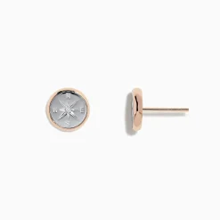 Earrings|BH Multi Novelty 14K Two Tone Gold Diamond Compass Stud Earrings